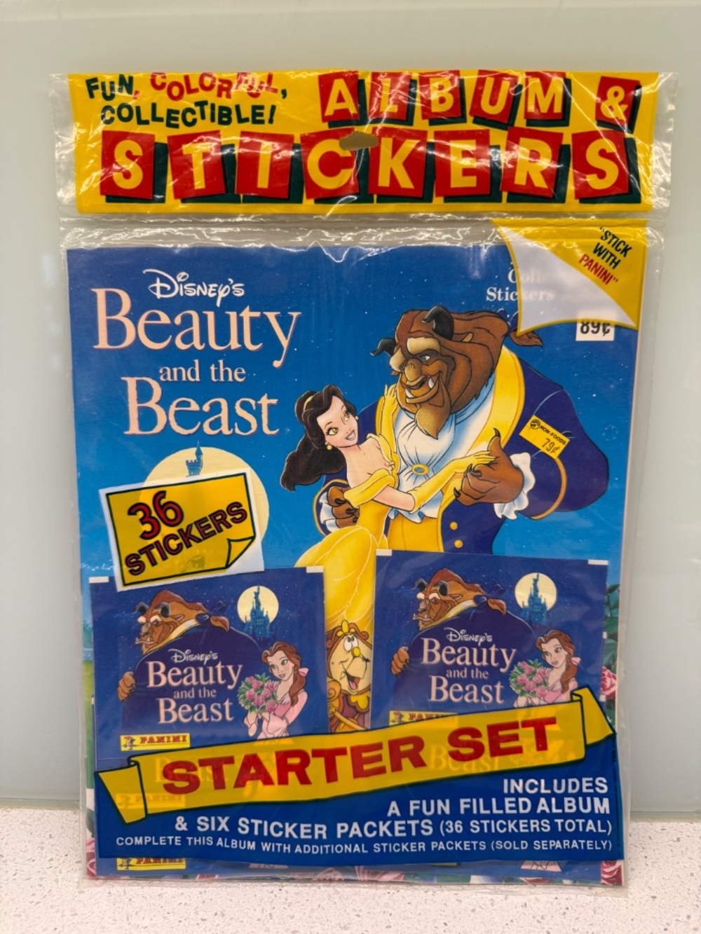 DISNEY'S BEAUTY AND THE BEAST ALBUM SEALED W/ 6 STICKER PACKETS 1991